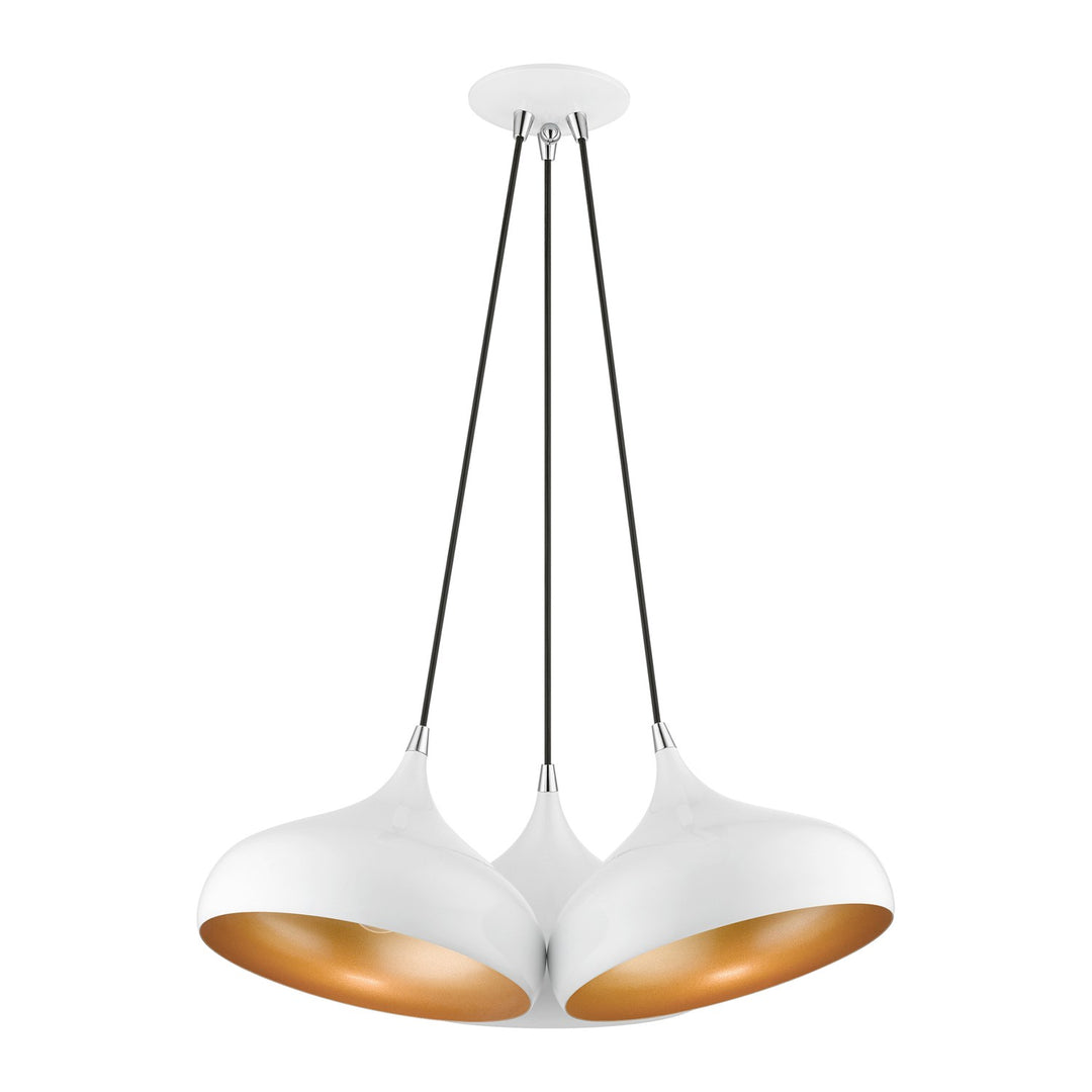 3 Light Shiny White Cluster Pendant