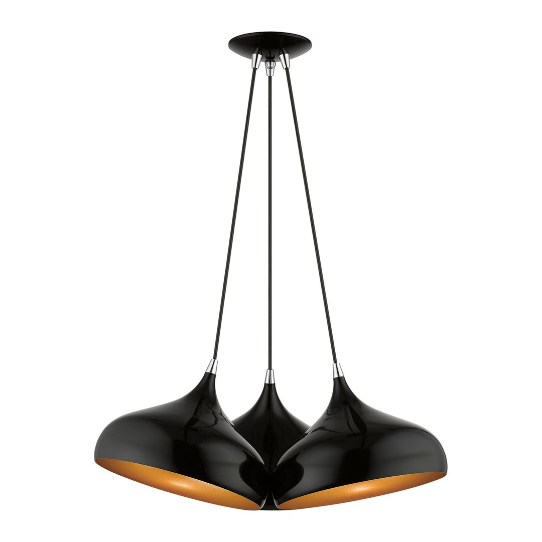 3 Light Shiny Black Cluster Pendant by Livex Lighting