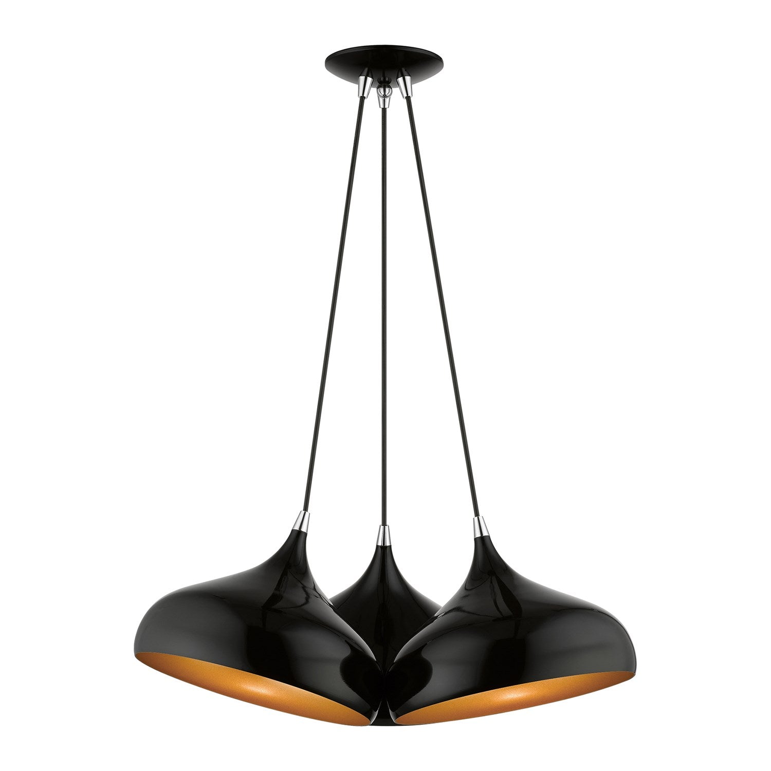 3 Light Shiny Black Cluster Pendant by Livex Lighting