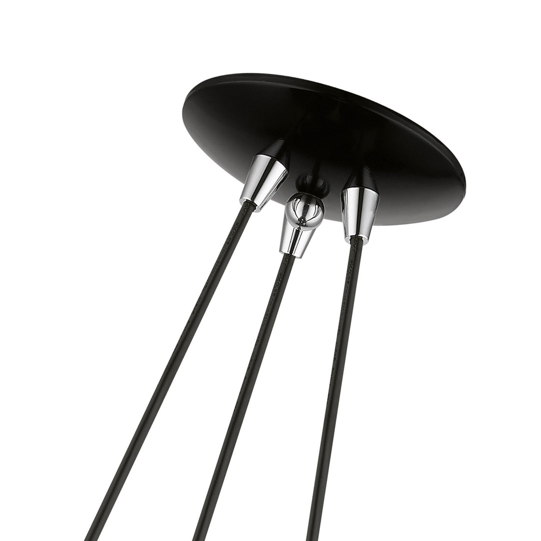 3 Light Shiny Black Cluster Pendant