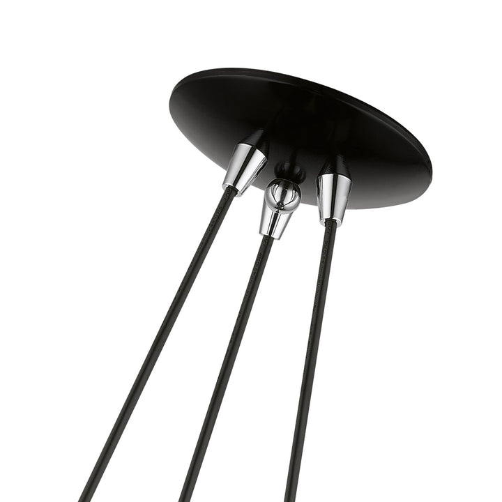 3 Light Shiny Black Cluster Pendant