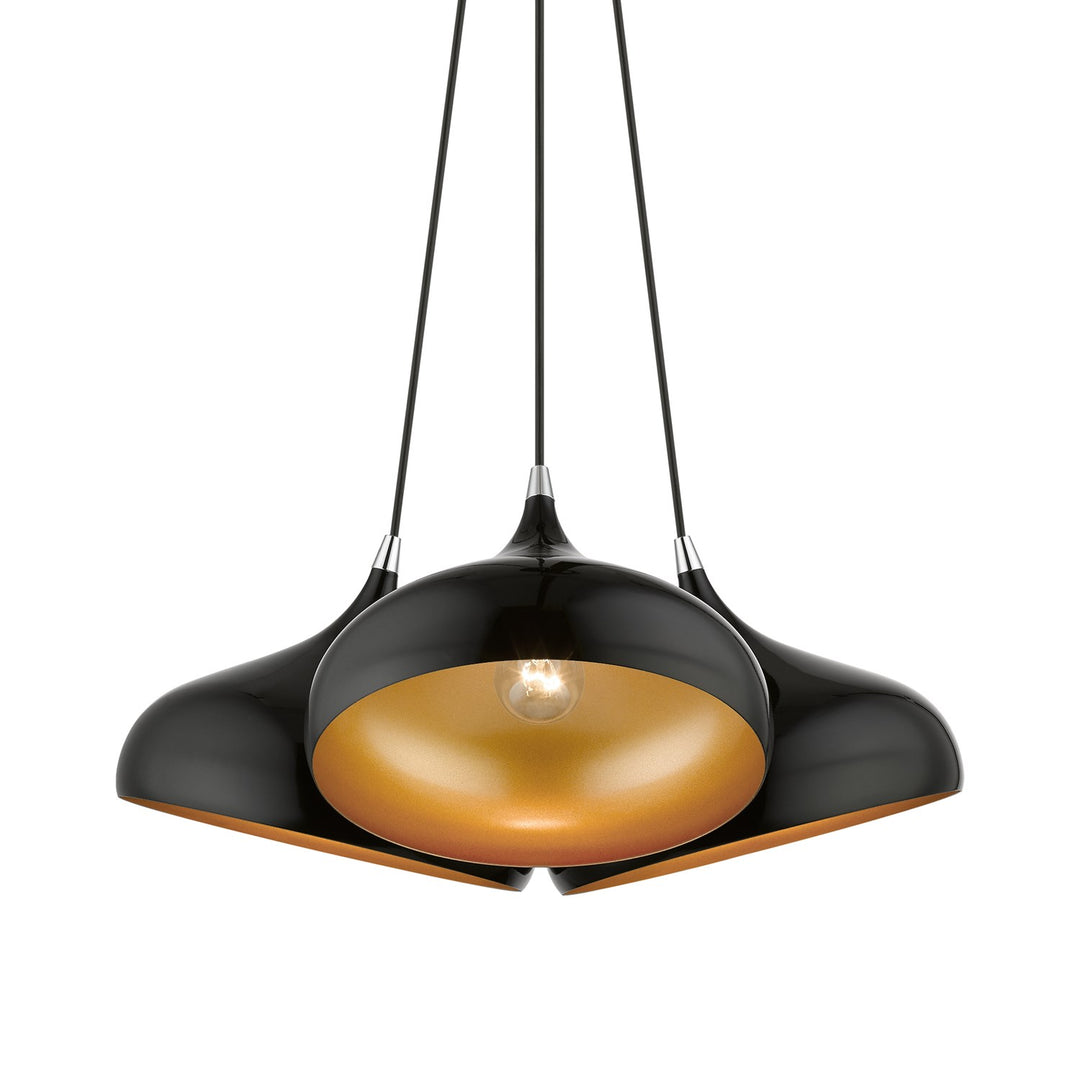 3 Light Shiny Black Cluster Pendant