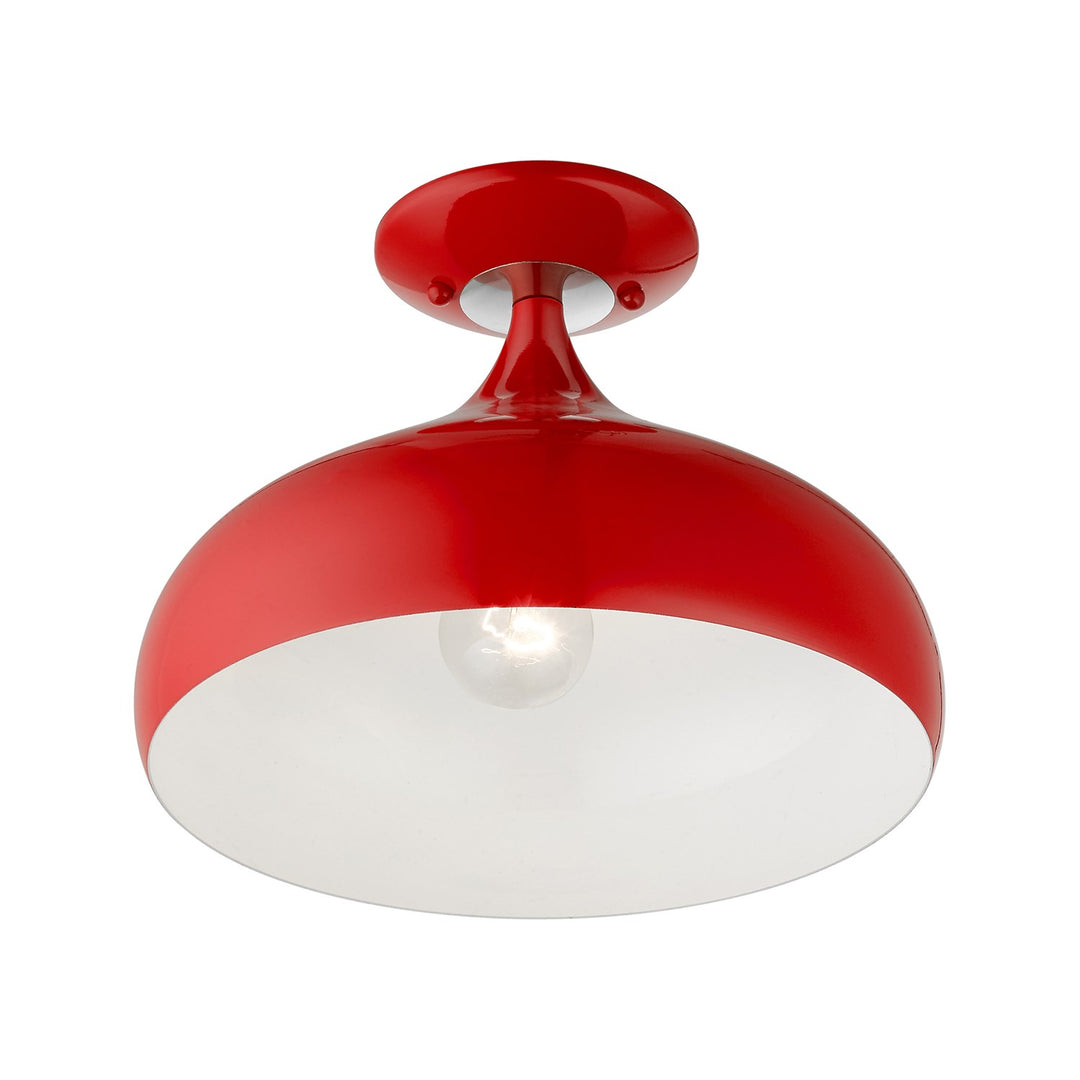 1 Light Shiny Red Semi-Flush Mount