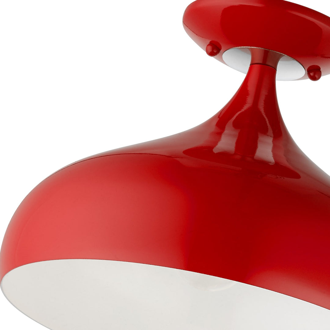 1 Light Shiny Red Semi-Flush Mount