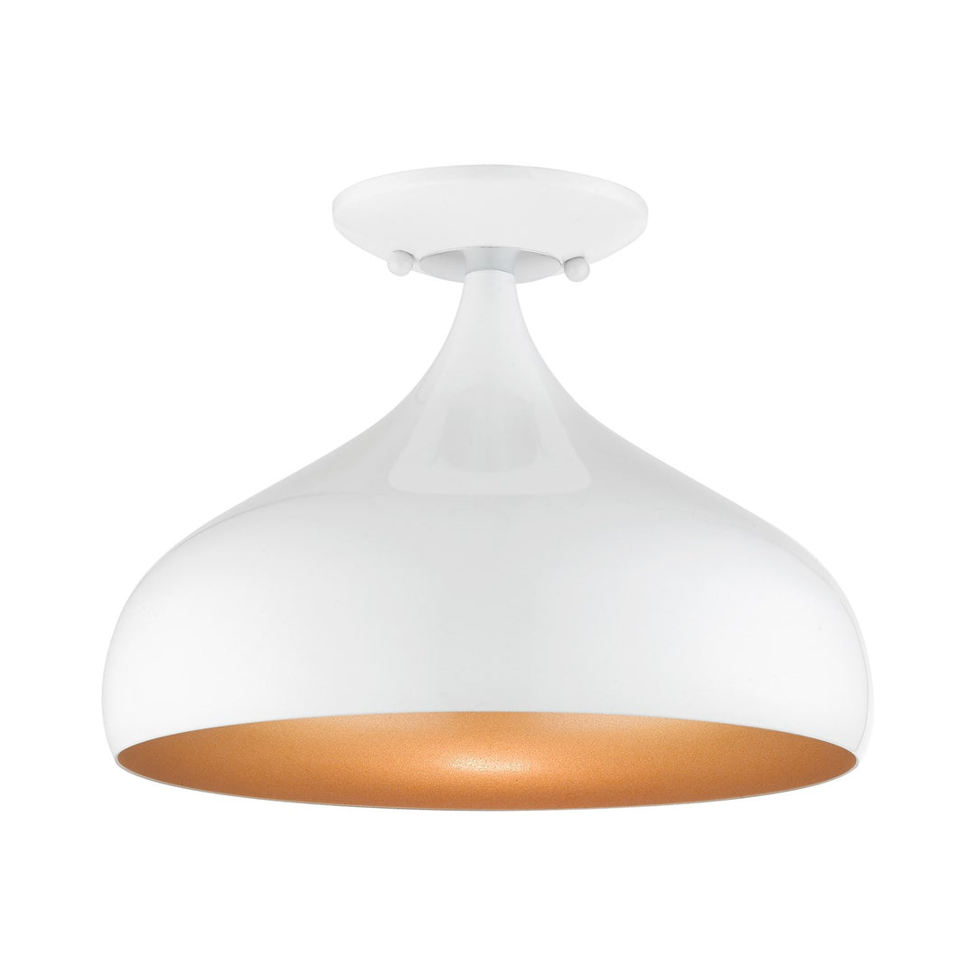 1 Light Shiny White Sem-Flush Mount by Livex Lighting