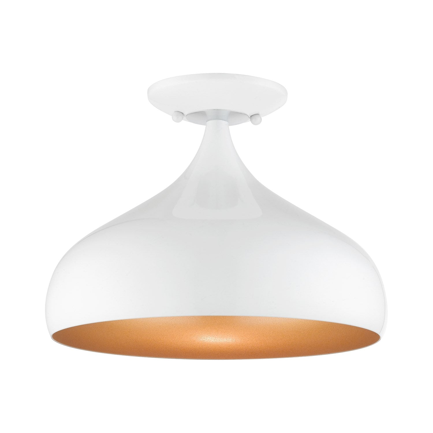 1 Light Shiny White Sem-Flush Mount by Livex Lighting