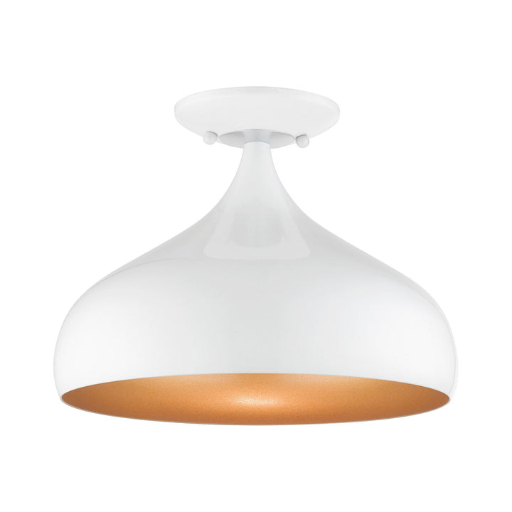 1 Light Shiny White Sem-Flush Mount by Livex Lighting