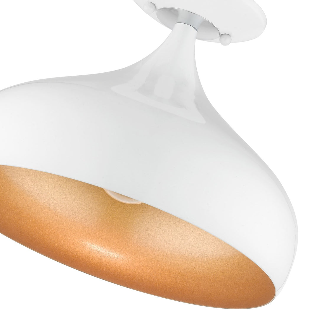 1 Light Shiny White Sem-Flush Mount