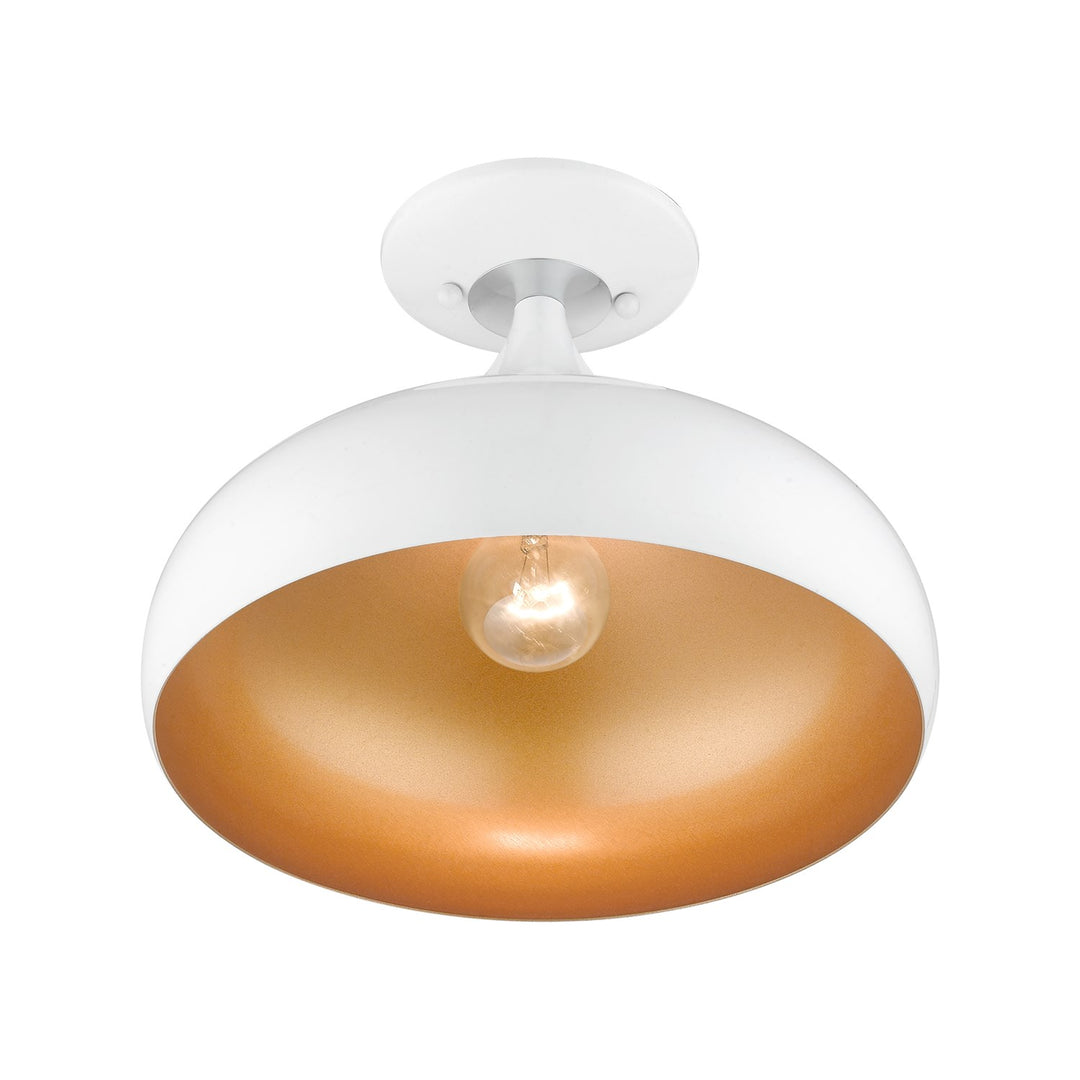 1 Light Shiny White Sem-Flush Mount