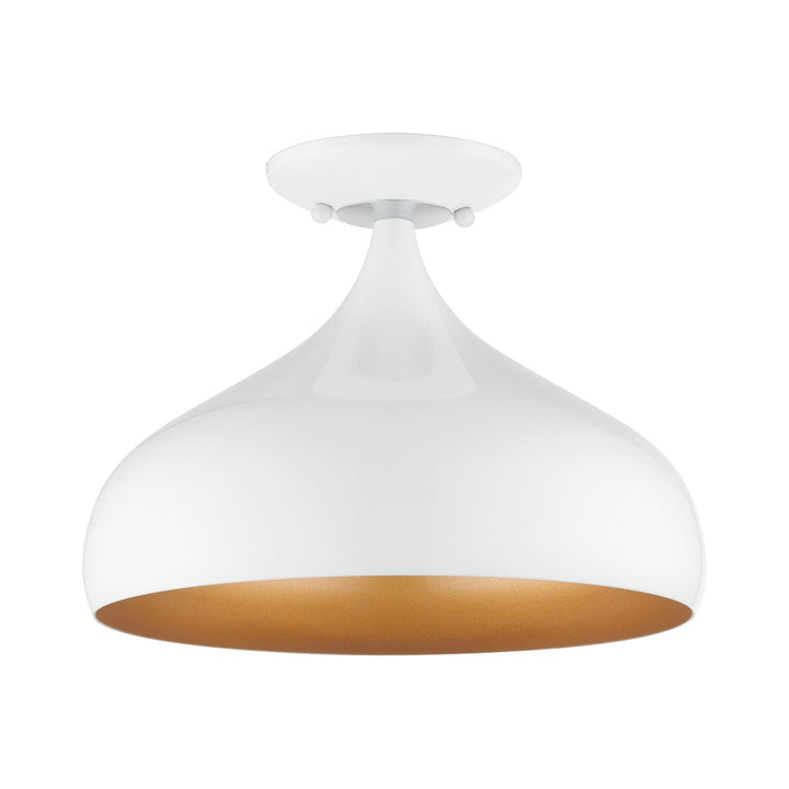 1 Light Shiny White Sem-Flush Mount