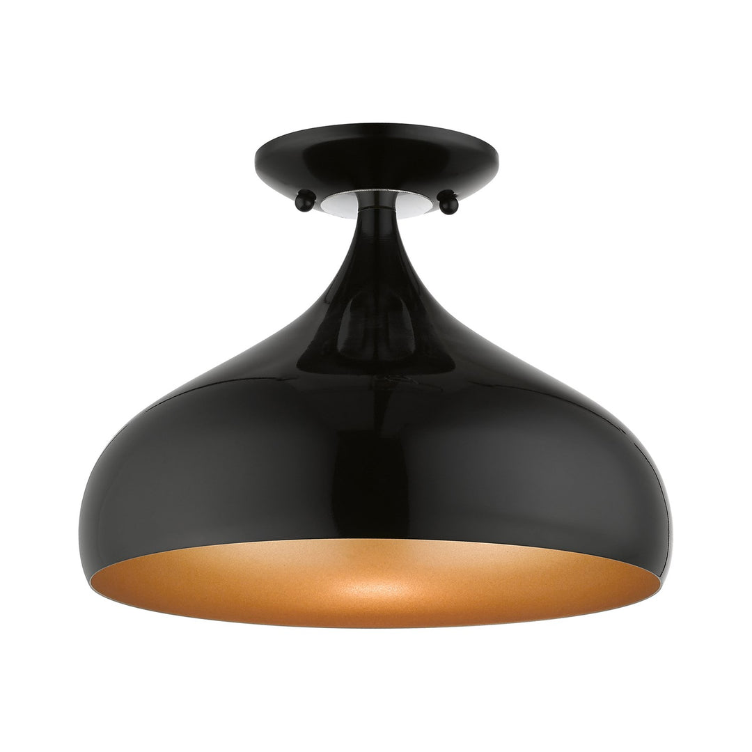 1 Light Shiny Black Semi-Flush Mount by Livex Lighting