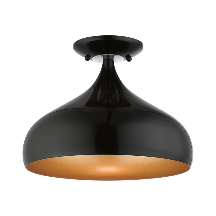 1 Light Shiny Black Semi-Flush Mount by Livex Lighting