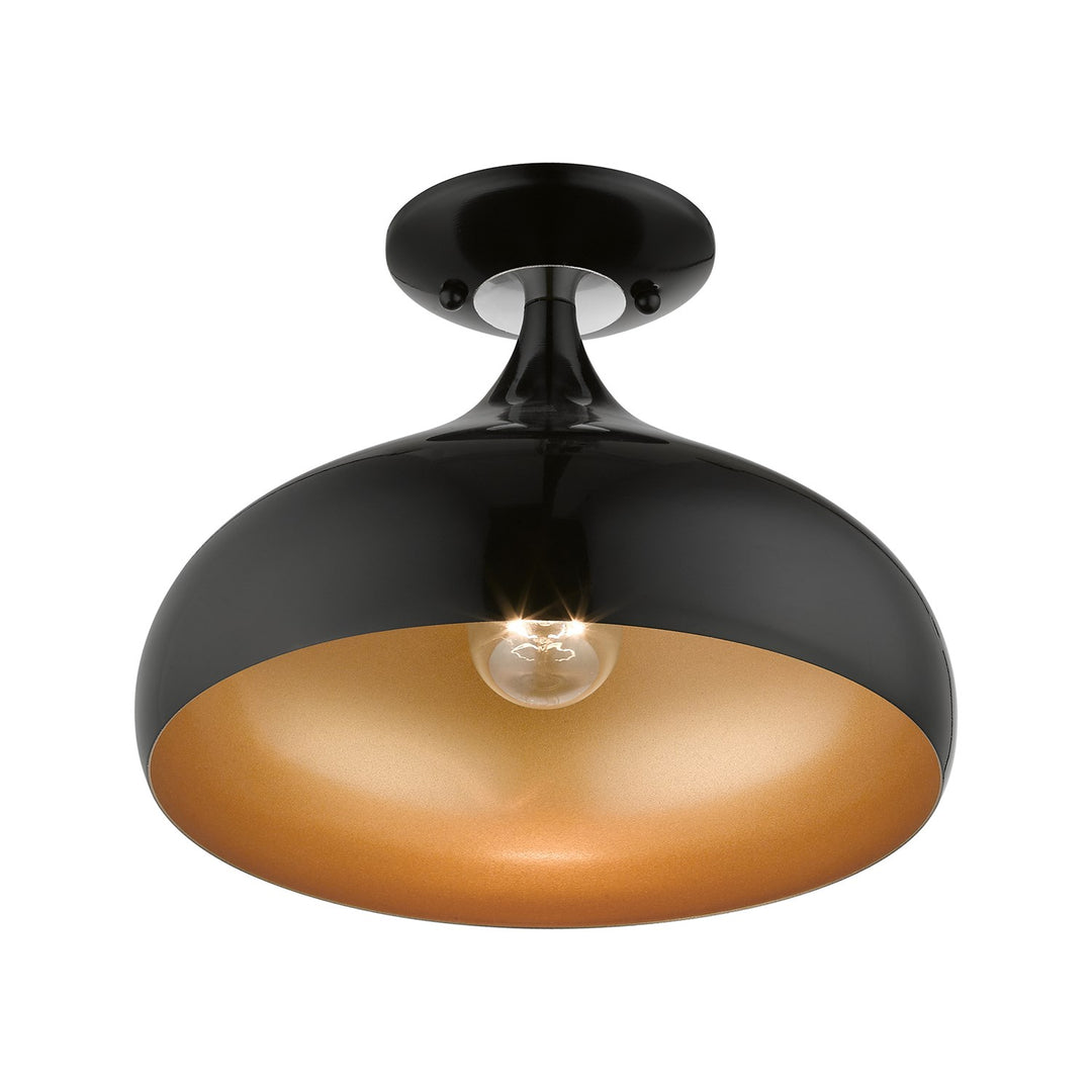 1 Light Shiny Black Semi-Flush Mount
