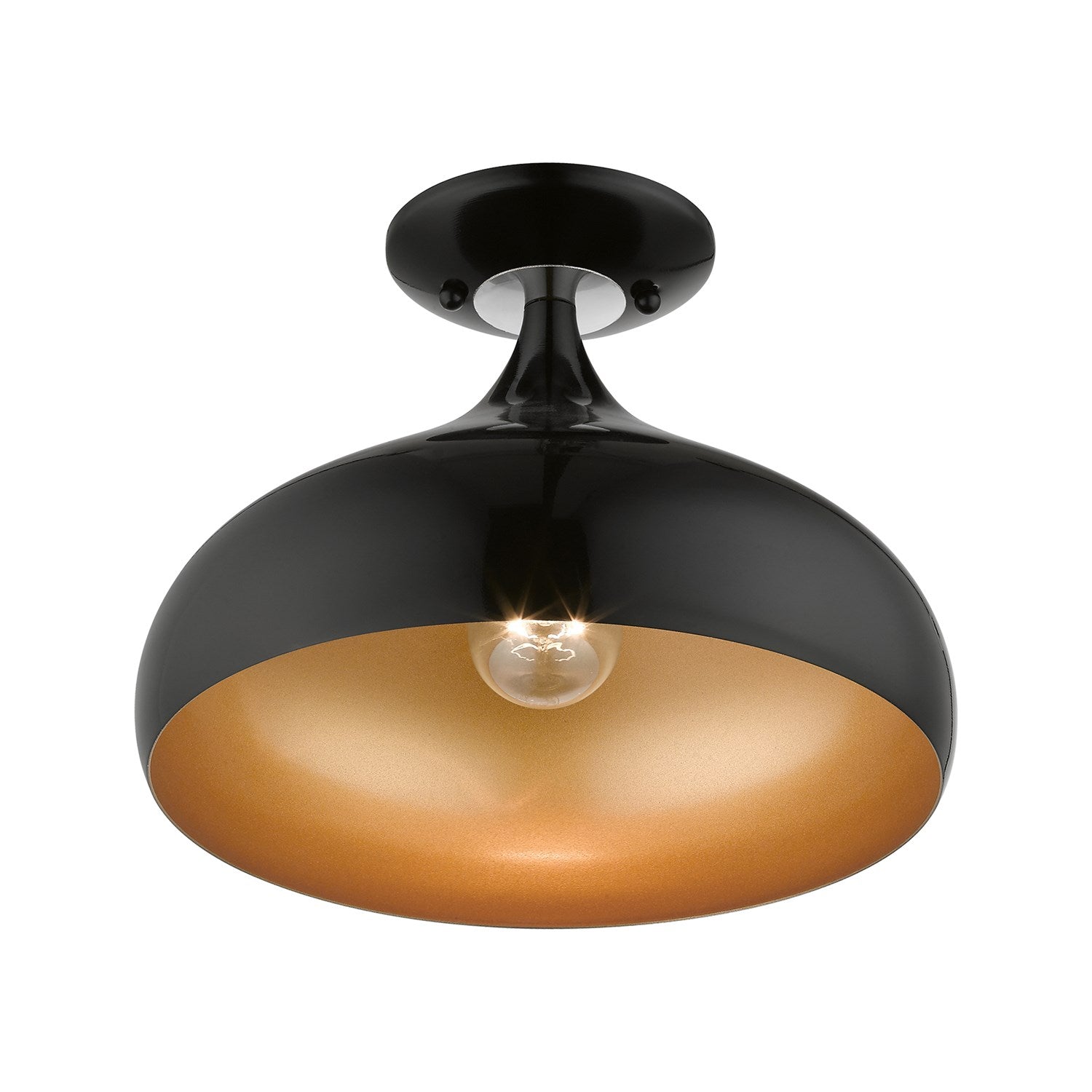 1 Light Shiny Black Semi-Flush Mount