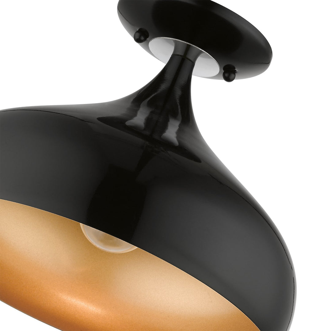 1 Light Shiny Black Semi-Flush Mount