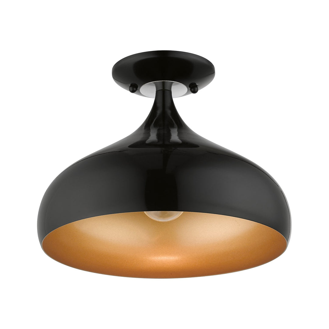 1 Light Shiny Black Semi-Flush Mount
