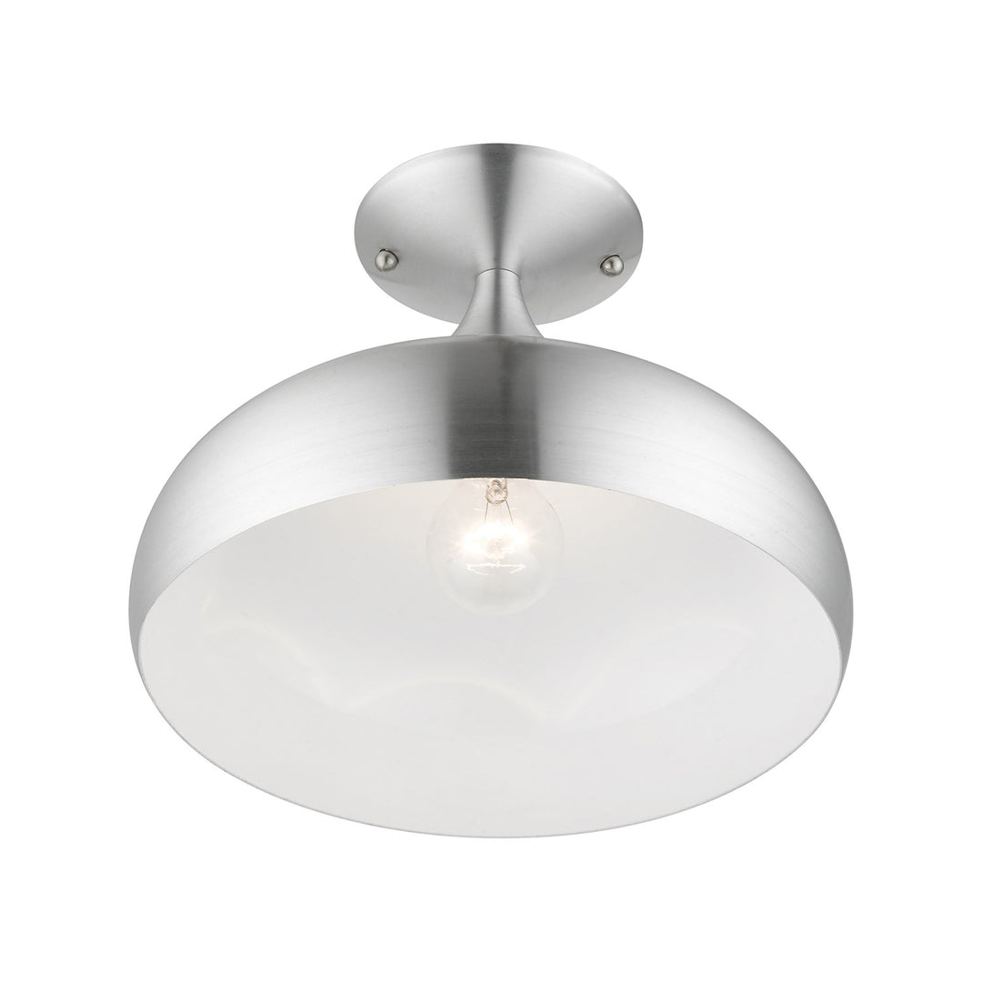 1 Light Brushed Aluminum Semi-Flush Mount