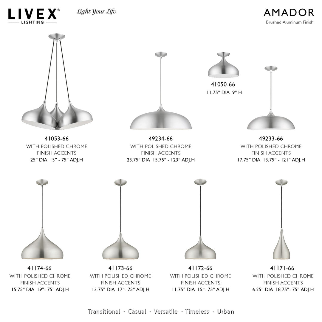 1 Light Brushed Aluminum Semi-Flush Mount