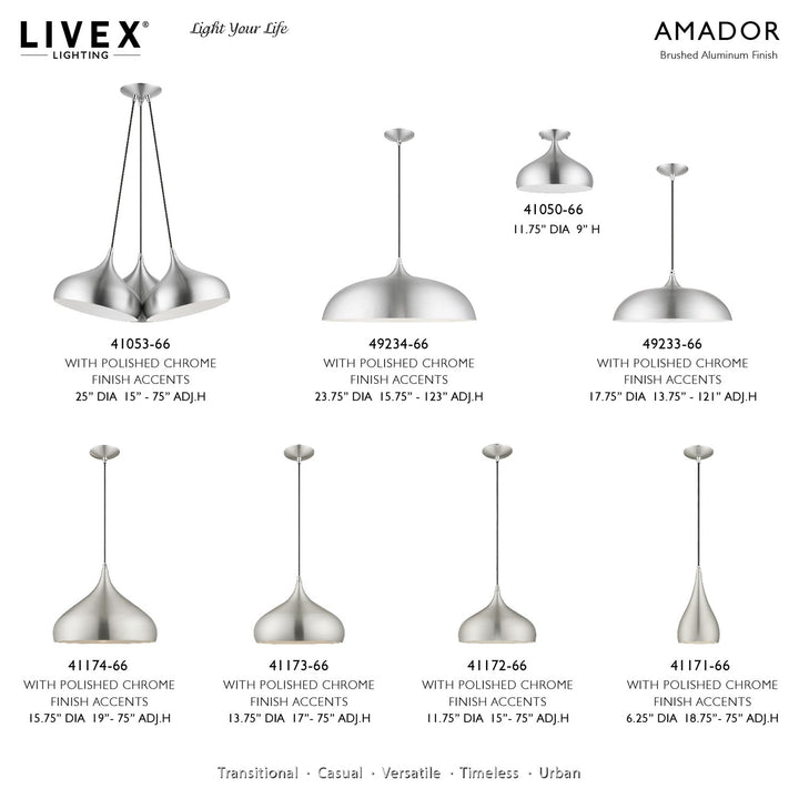 1 Light Brushed Aluminum Semi-Flush Mount
