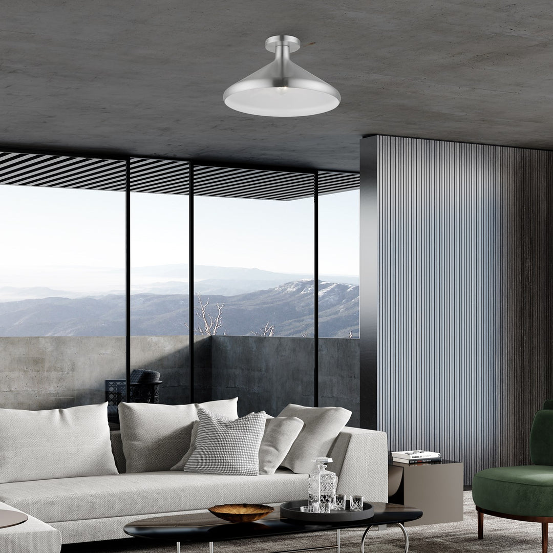 1 Light Brushed Aluminum Semi-Flush Mount