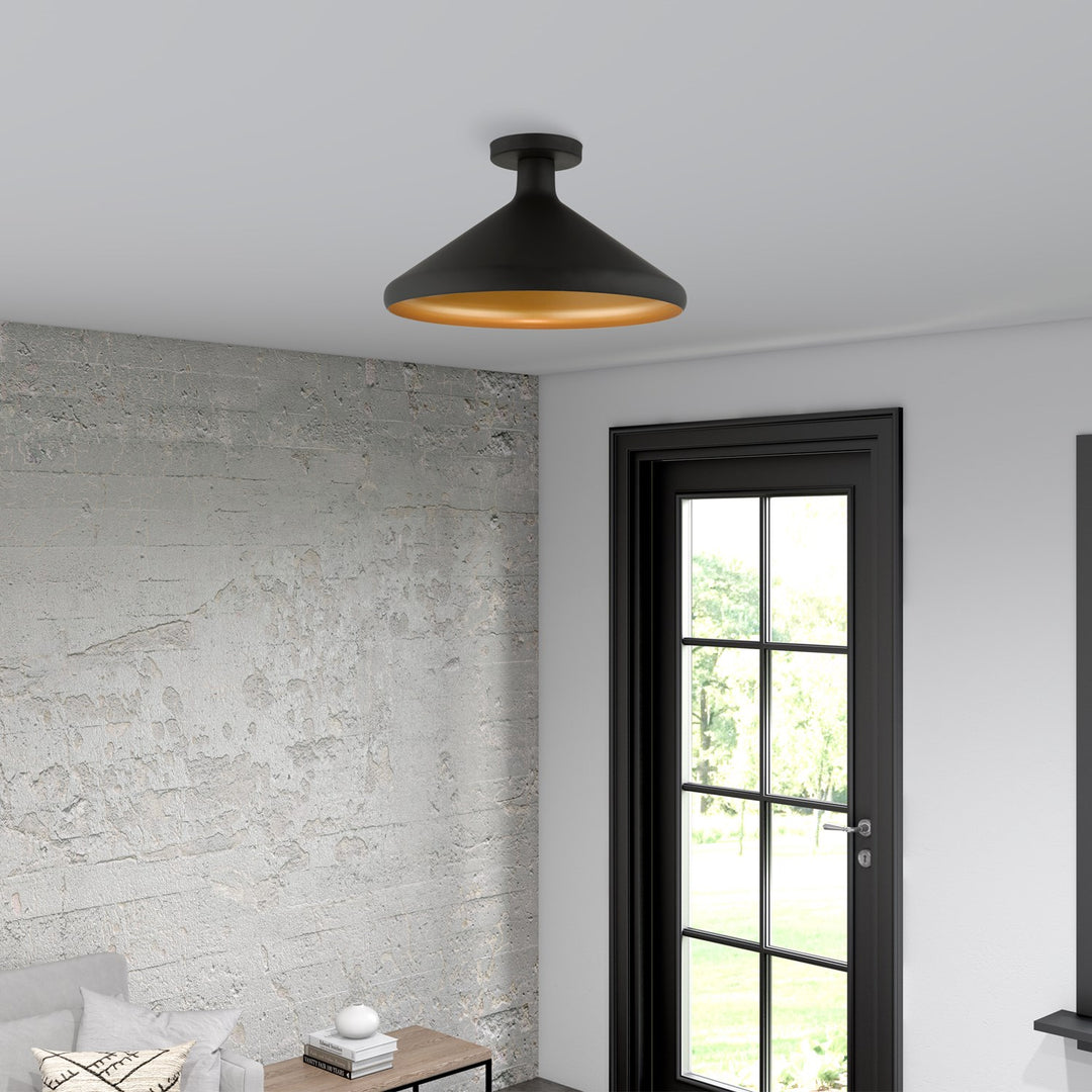 1 Light Black Semi-Flush Mount