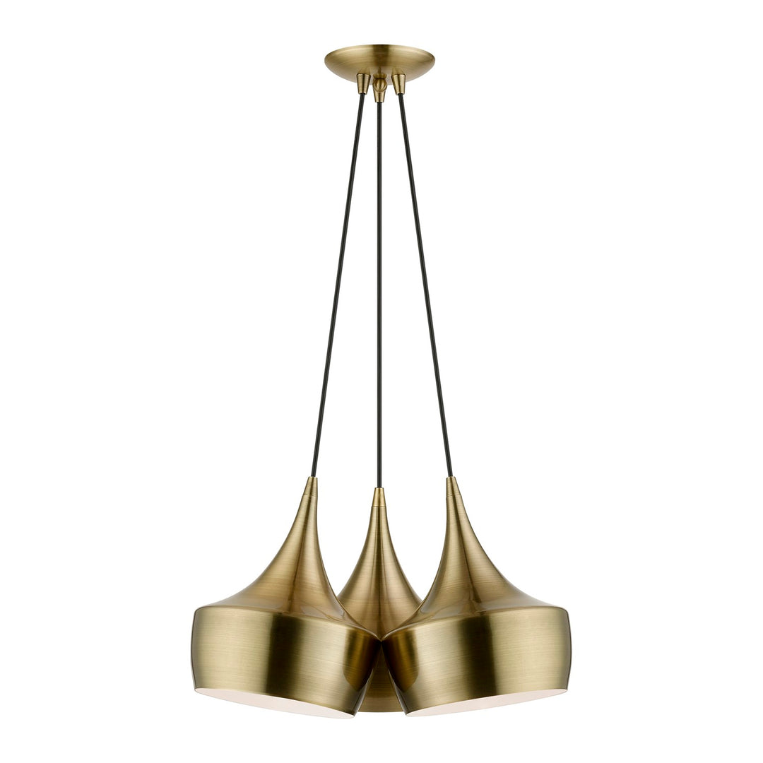 3 Light Antique Brass Cluster Pendant by Livex Lighting