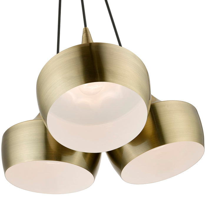 3 Light Antique Brass Cluster Pendant