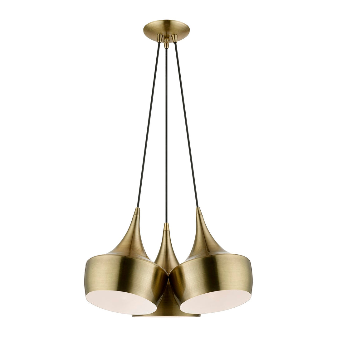 3 Light Antique Brass Cluster Pendant