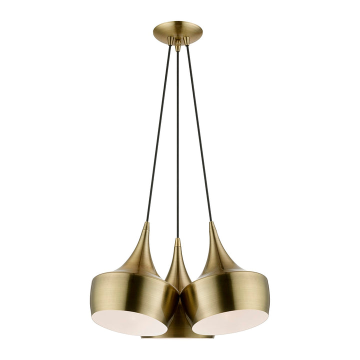 3 Light Antique Brass Cluster Pendant