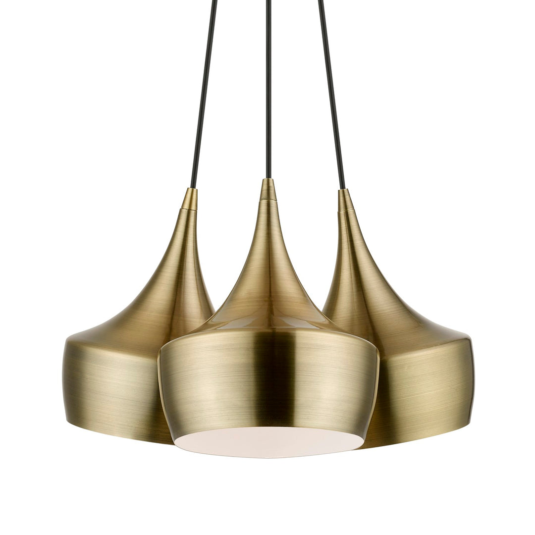 3 Light Antique Brass Cluster Pendant