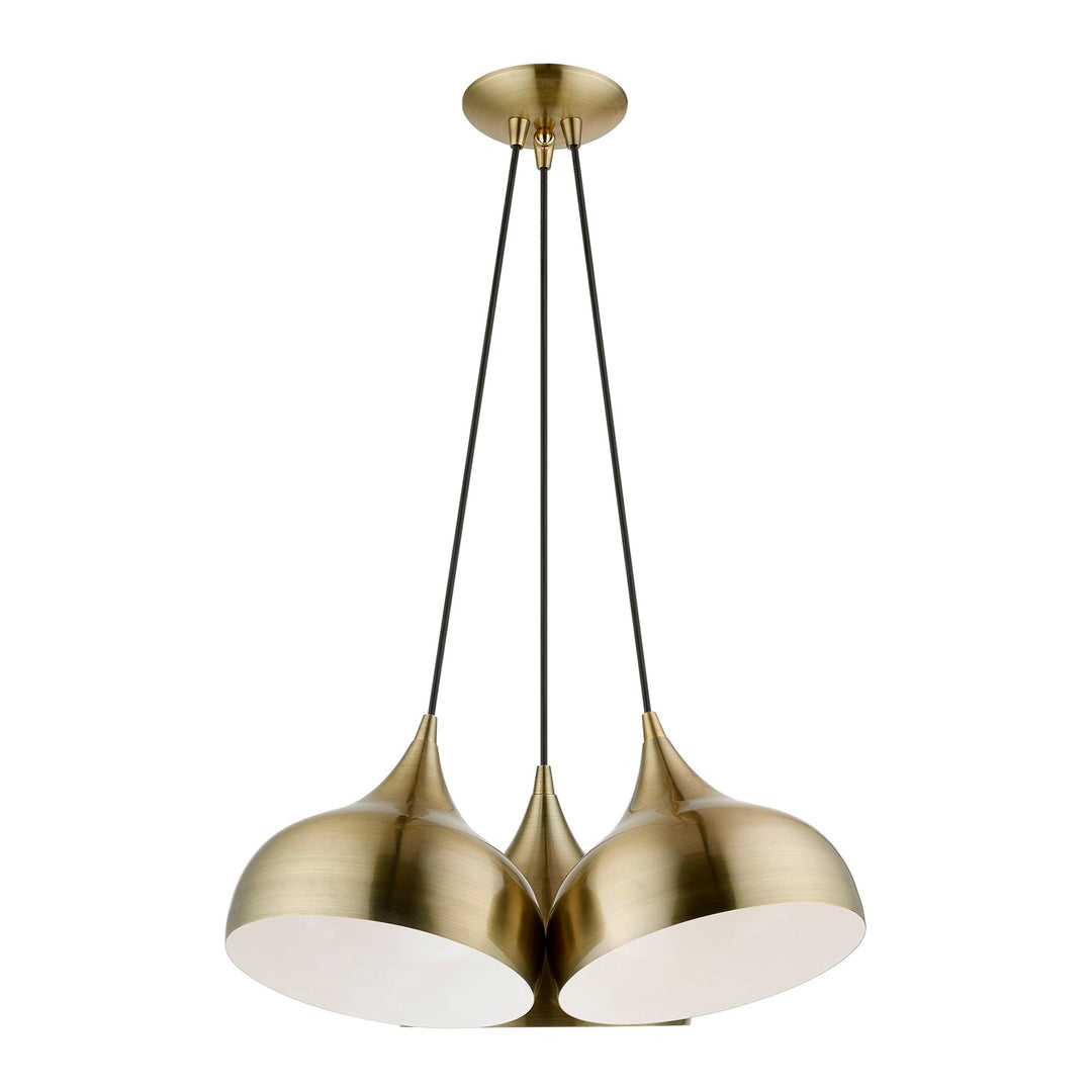 3 Light Antique Brass Cluster Pendant