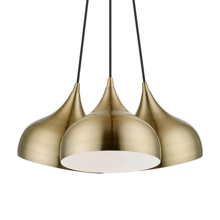 3 Light Antique Brass Cluster Pendant