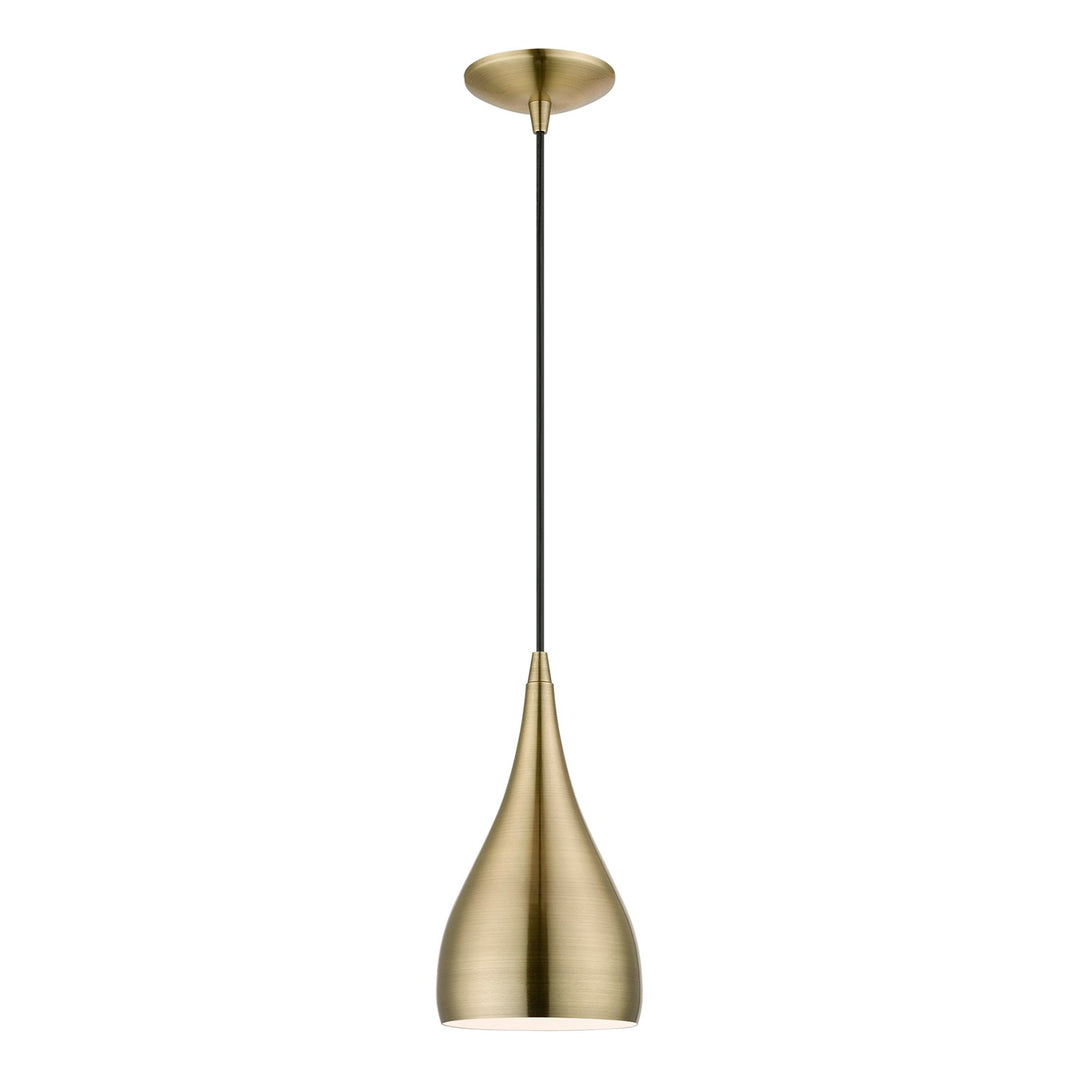 1 Light Antique Brass Pendant by Livex Lighting