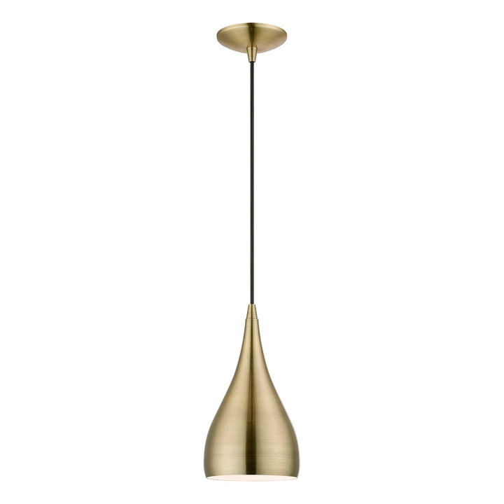 1 Light Antique Brass Pendant by Livex Lighting