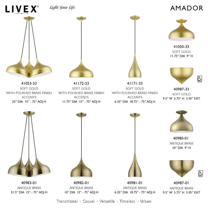 1 Light Antique Brass Pendant