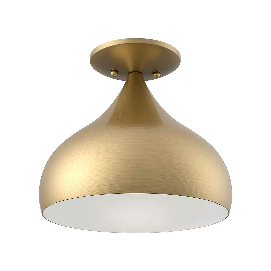 1 Light Antique Brass Semi-Flush Mount