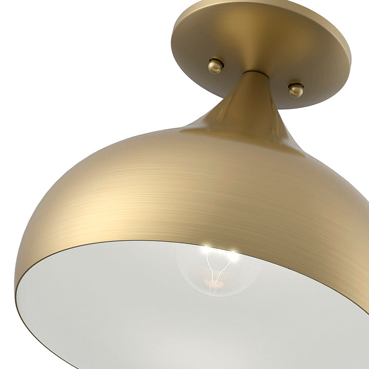 1 Light Antique Brass Semi-Flush Mount