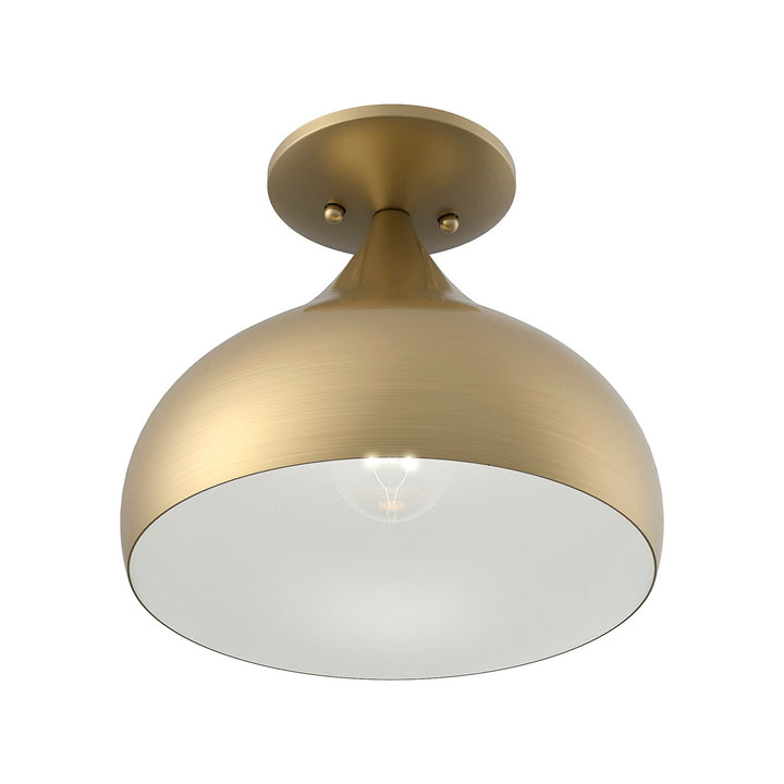1 Light Antique Brass Semi-Flush Mount