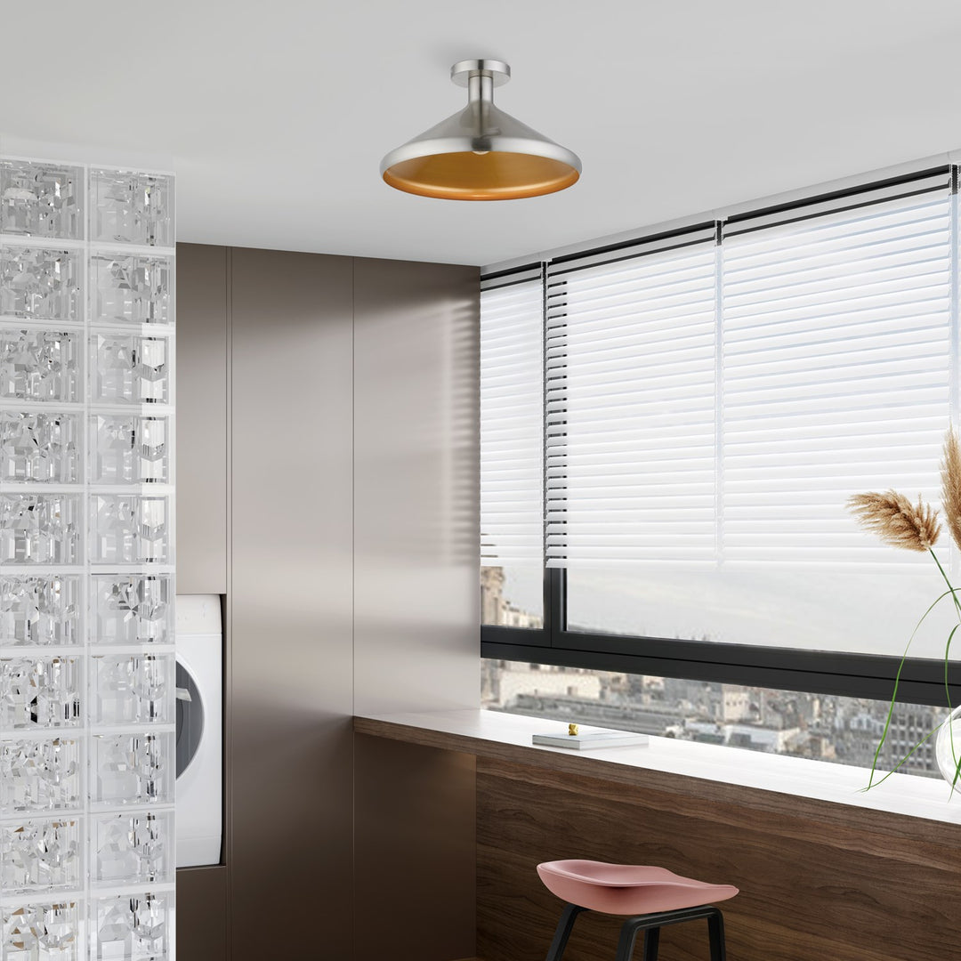 1 Light Brushed Nickel Semi-Flush Mount