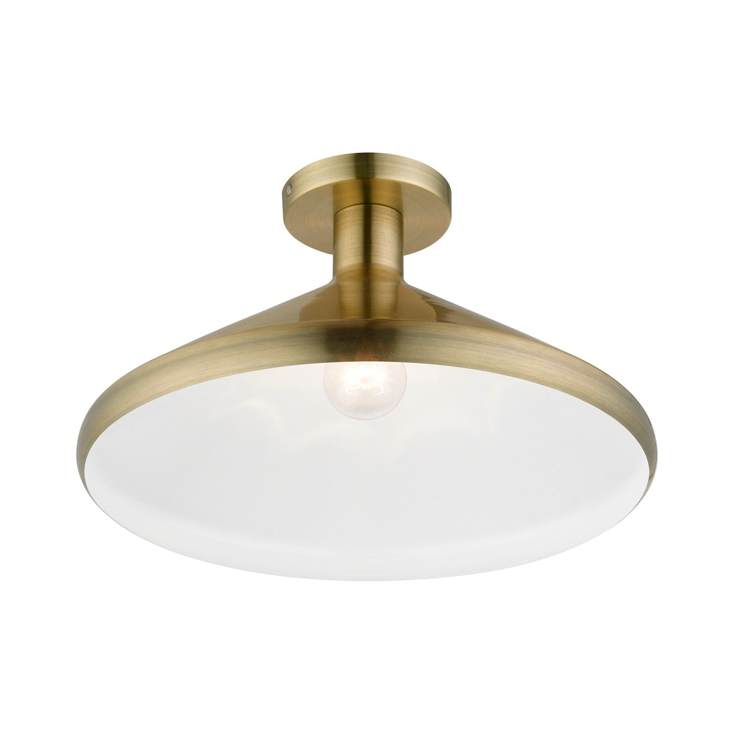 1 Light Antique Brass Semi-Flush Mount