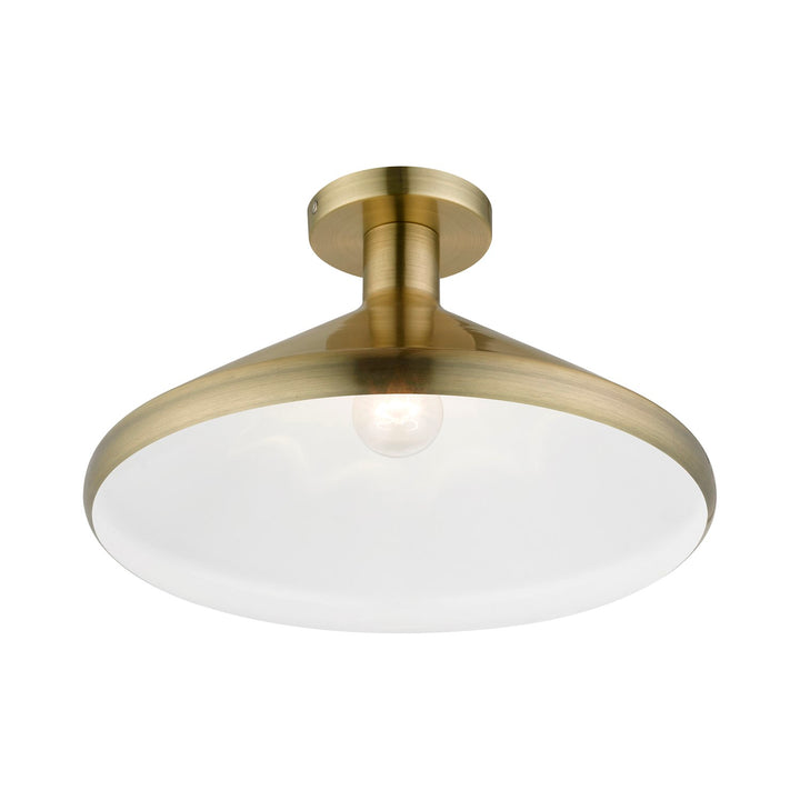 1 Light Antique Brass Semi-Flush Mount