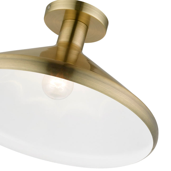 1 Light Antique Brass Semi-Flush Mount