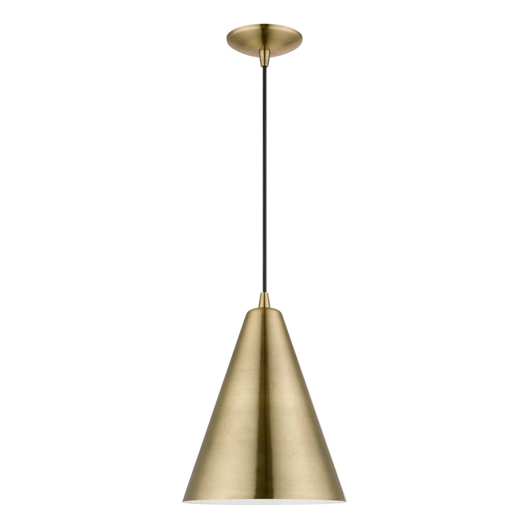 1 Light Antique Brass Pendant by Livex Lighting