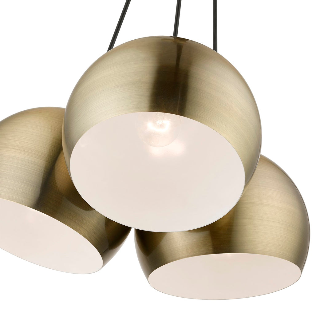 3 Light Antique Brass Multi Pendant