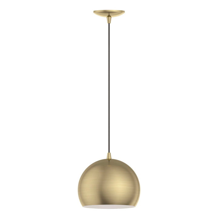 1 Light Antique Brass Pendant by Livex Lighting