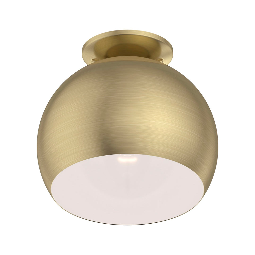 1 Light Antique Brass Flush Mount
