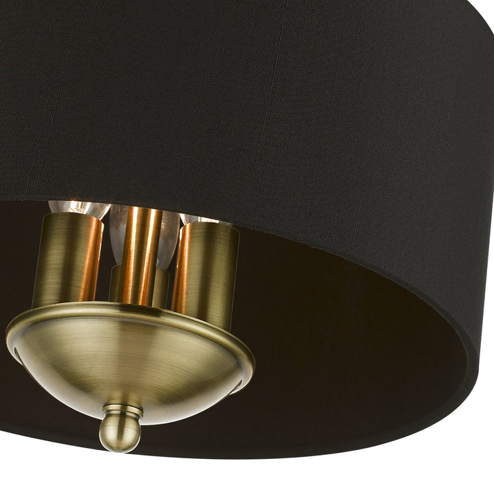 3 Light Antique Brass Semi-Flush Mount