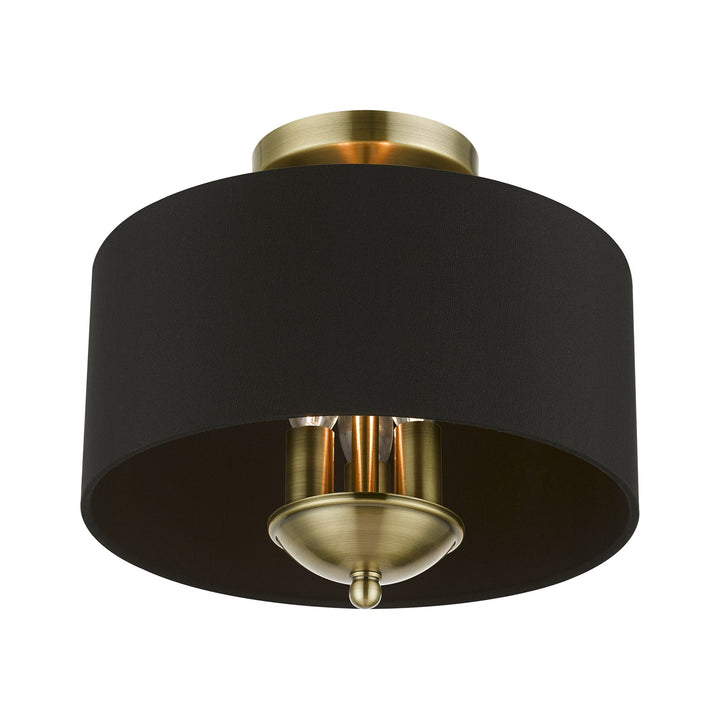 3 Light Antique Brass Semi-Flush Mount