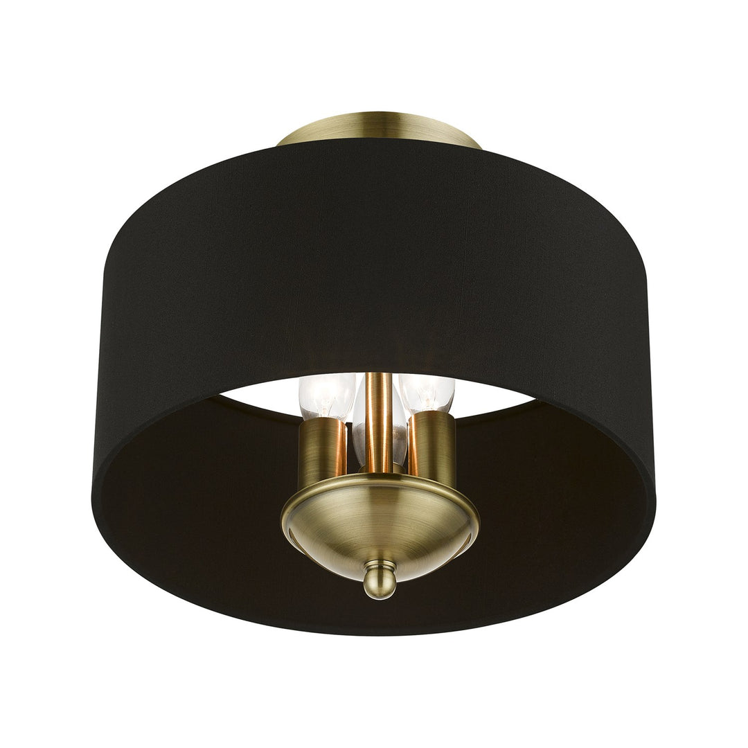 3 Light Antique Brass Semi-Flush Mount