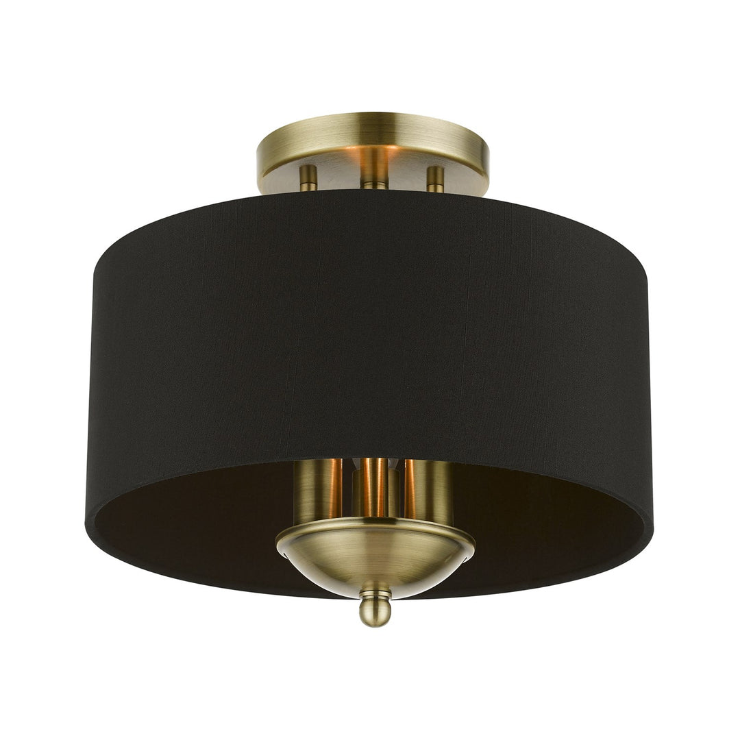 3 Light Antique Brass Semi-Flush Mount